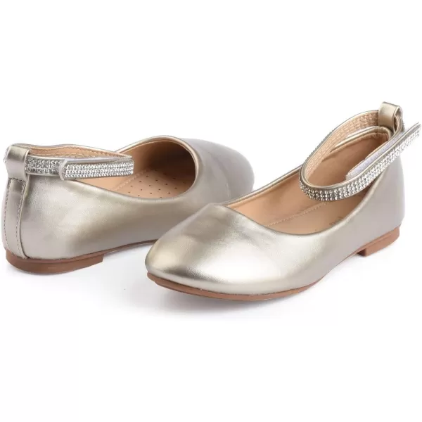 Nova Utopia Toddler Little Girls Dress Ballet Ankle Strap Flat ShoesNf317  Gold