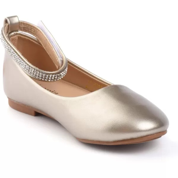 Nova Utopia Toddler Little Girls Dress Ballet Ankle Strap Flat ShoesNf317  Gold