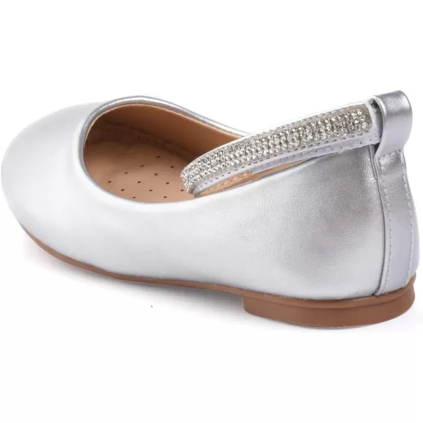 Nova Utopia Toddler Little Girls Dress Ballet Ankle Strap Flat ShoesNf317  Silver