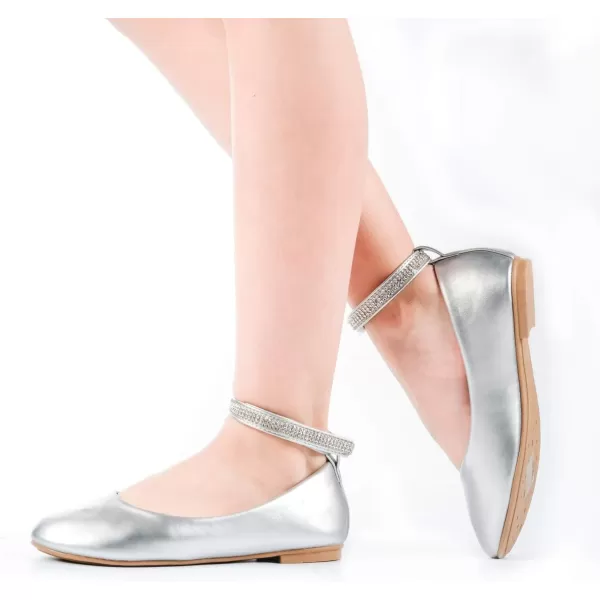 Nova Utopia Toddler Little Girls Dress Ballet Ankle Strap Flat ShoesNf317  Silver