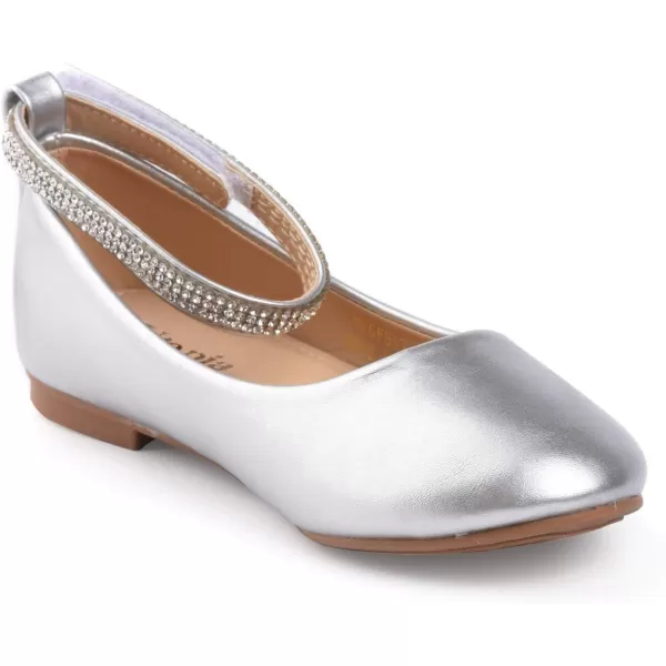 Nova Utopia Toddler Little Girls Dress Ballet Ankle Strap Flat ShoesNf317  Silver