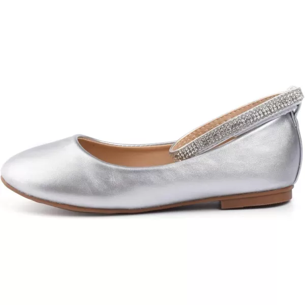 Nova Utopia Toddler Little Girls Dress Ballet Ankle Strap Flat ShoesNf317  Silver