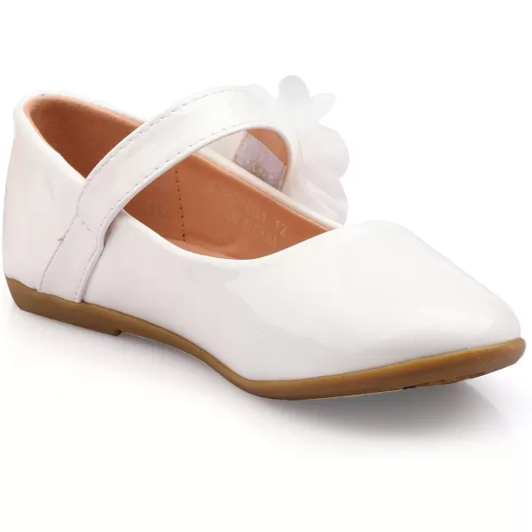 Nova Utopia Toddler Little Girls Dress Ballet Mary Jane Bow Flat ShoesFlower L  White