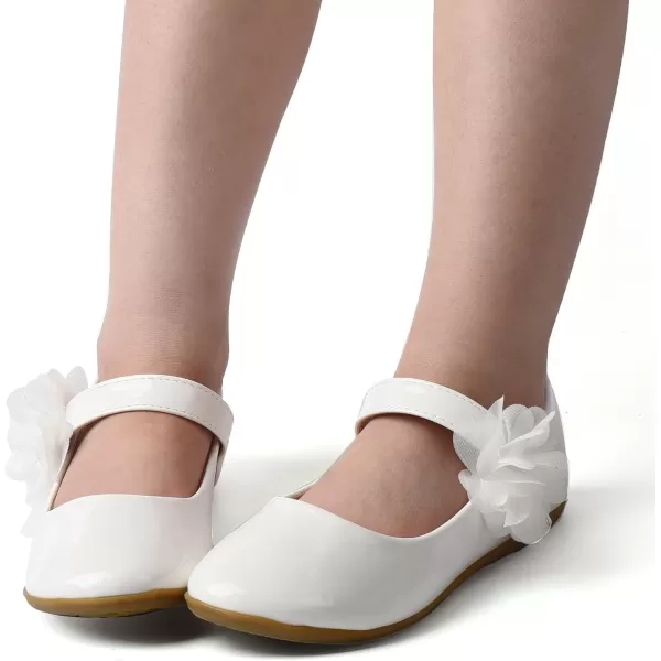Nova Utopia Toddler Little Girls Dress Ballet Mary Jane Bow Flat ShoesFlower L  White