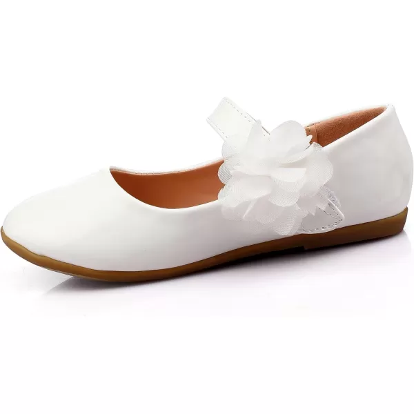 Nova Utopia Toddler Little Girls Dress Ballet Mary Jane Bow Flat ShoesFlower L  White