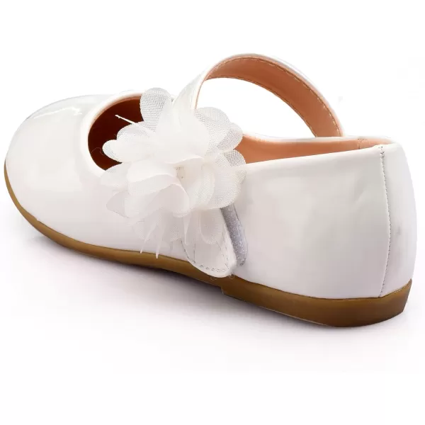 Nova Utopia Toddler Little Girls Dress Ballet Mary Jane Bow Flat ShoesFlower L  White