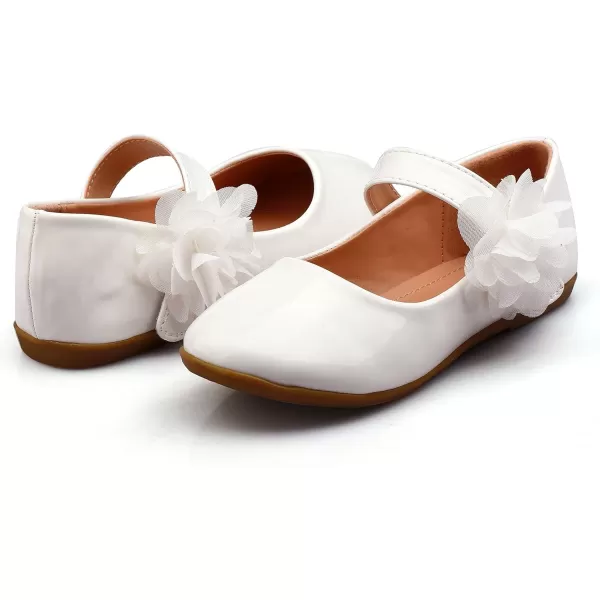 Nova Utopia Toddler Little Girls Dress Ballet Mary Jane Bow Flat ShoesFlower L  White