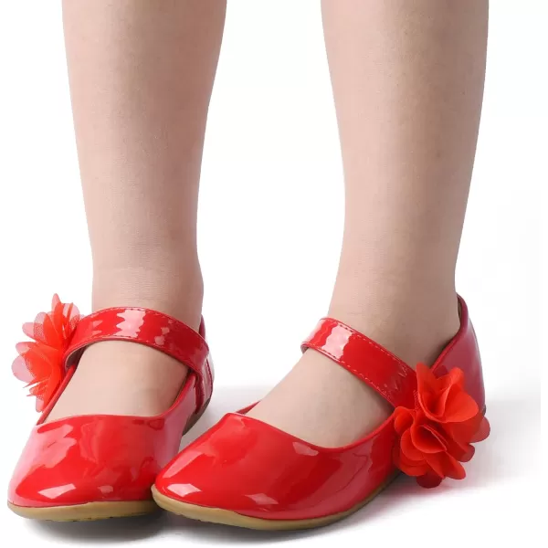 Nova Utopia Toddler Little Girls Dress Ballet Mary Jane Bow Flat ShoesFlower M  Red