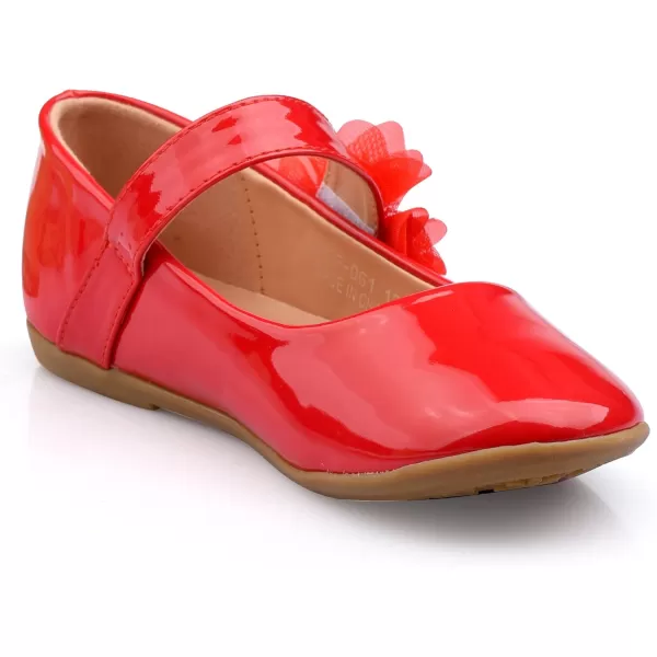 Nova Utopia Toddler Little Girls Dress Ballet Mary Jane Bow Flat ShoesFlower M  Red