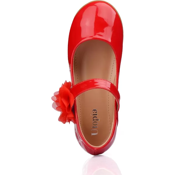 Nova Utopia Toddler Little Girls Dress Ballet Mary Jane Bow Flat ShoesFlower M  Red