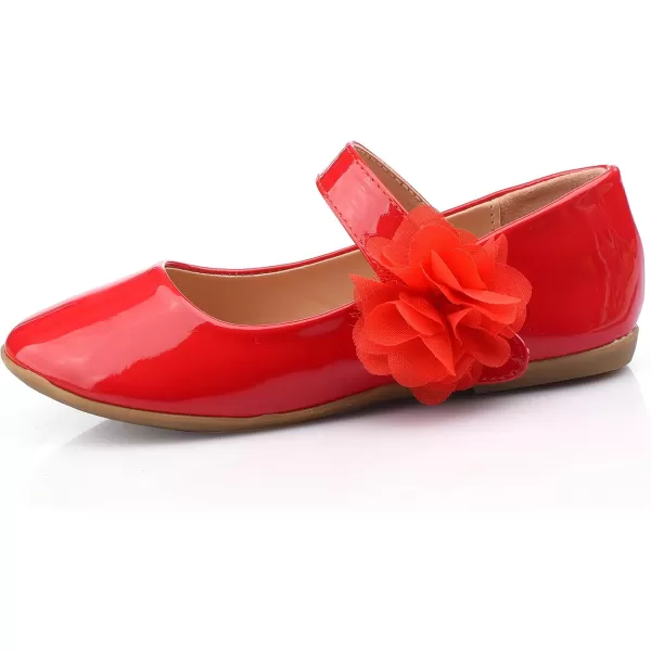 Nova Utopia Toddler Little Girls Dress Ballet Mary Jane Bow Flat ShoesFlower M  Red