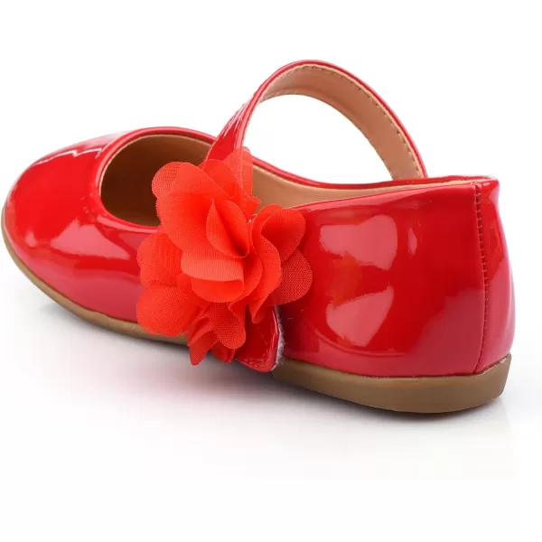 Nova Utopia Toddler Little Girls Dress Ballet Mary Jane Bow Flat ShoesFlower M  Red