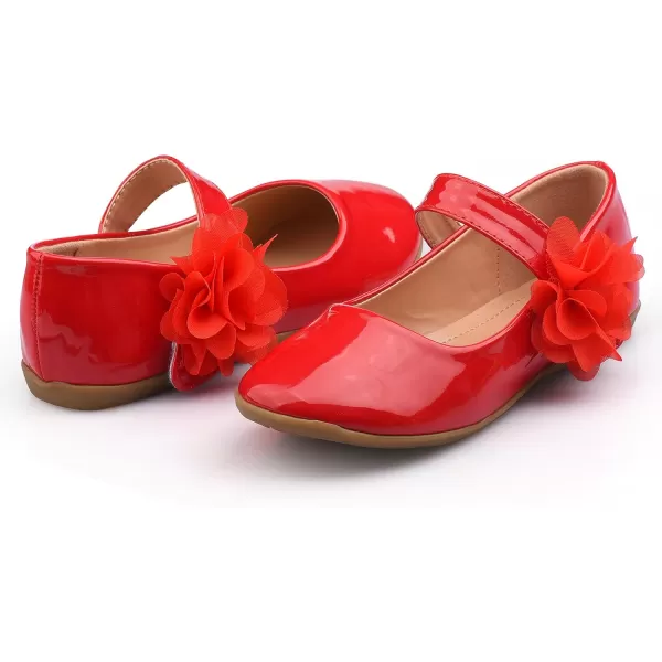 Nova Utopia Toddler Little Girls Dress Ballet Mary Jane Bow Flat ShoesFlower M  Red