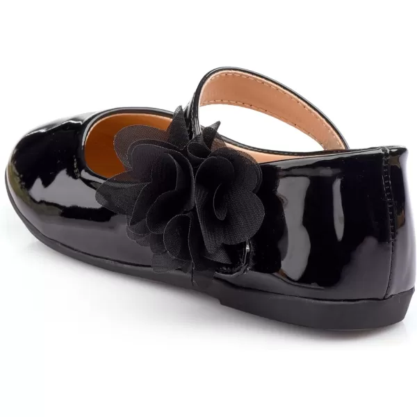 Nova Utopia Toddler Little Girls Dress Ballet Mary Jane Bow Flat ShoesFlower O  Black
