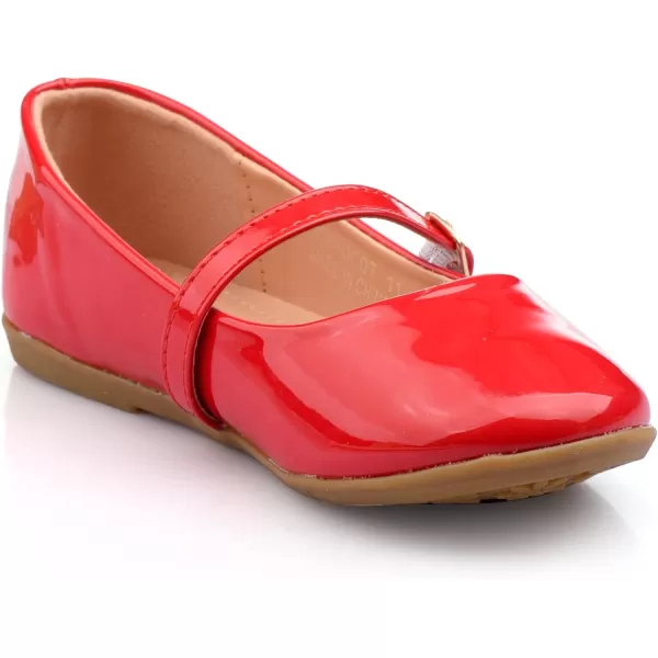Nova Utopia Toddler Little Girls Dress Ballet Mary Jane Bow Flat ShoesNf60a N  Red