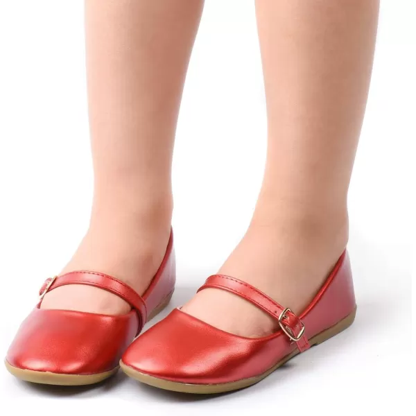 Nova Utopia Toddler Little Girls Dress Ballet Mary Jane Bow Flat ShoesNf60a N  Redpu