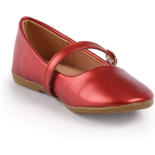 Nova Utopia Toddler Little Girls Dress Ballet Mary Jane Bow Flat ShoesNf60a N  Redpu