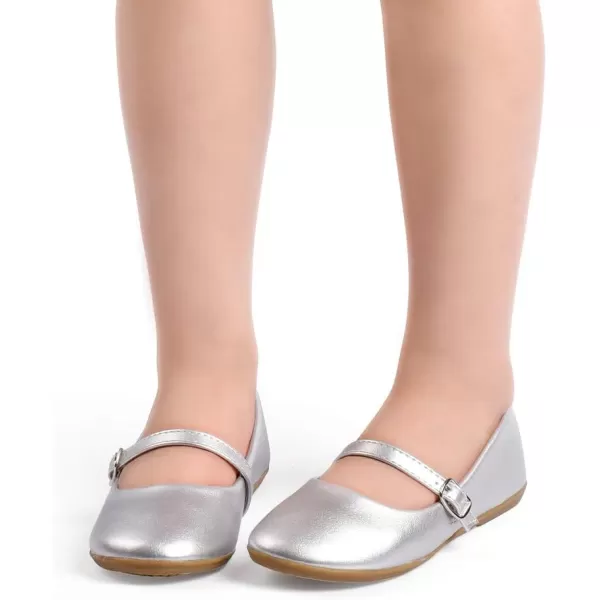 Nova Utopia Toddler Little Girls Dress Ballet Mary Jane Bow Flat ShoesNf60a N  Silverpu