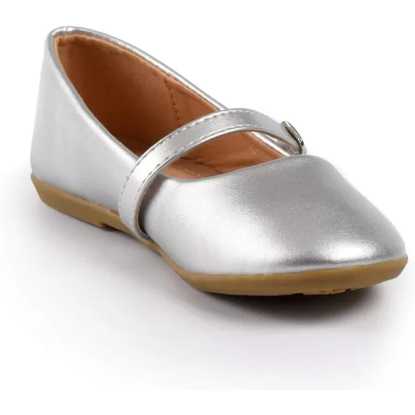 Nova Utopia Toddler Little Girls Dress Ballet Mary Jane Bow Flat ShoesNf60a N  Silverpu