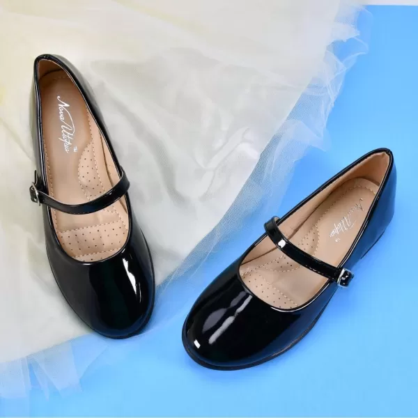Nova Utopia Toddler Little Girls Dress Ballet Mary Jane Bow Flat ShoesNfgf066  Blackpatent