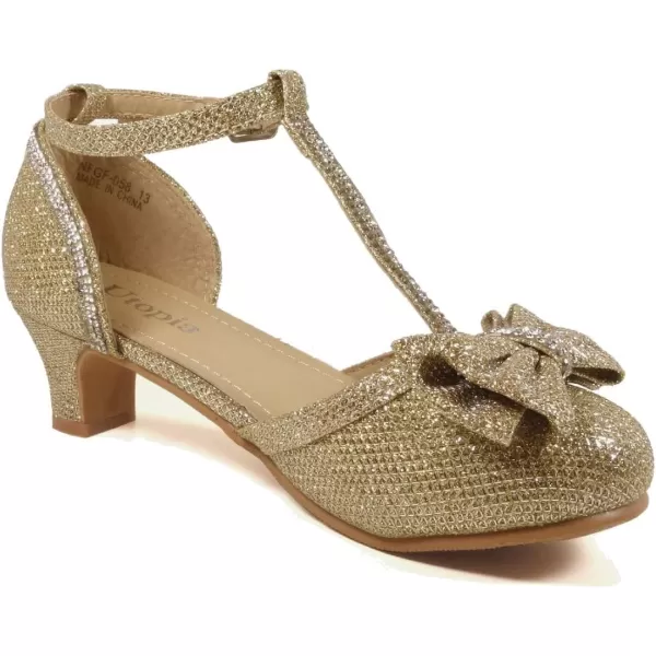 Nova Utopia Toddler Little Girls Low Medium Heel Dress Sandal Flower Girl Shoes size 9458hn  Goldglitter