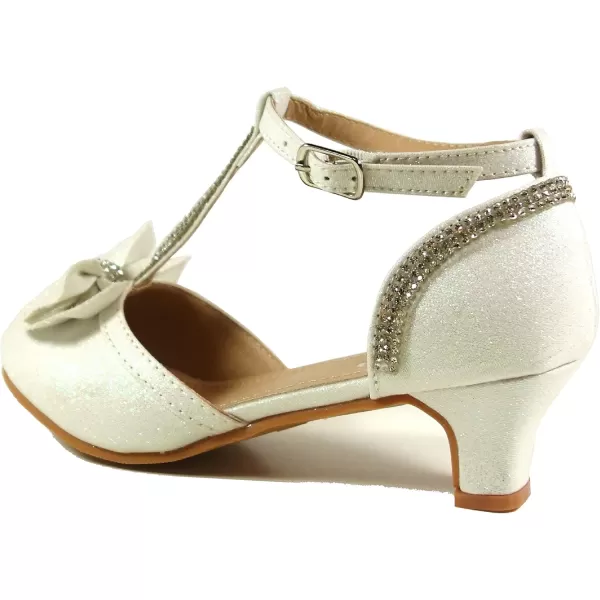 Nova Utopia Toddler Little Girls Low Medium Heel Dress Sandal Flower Girl Shoes size 9458hn  Whiteglitter
