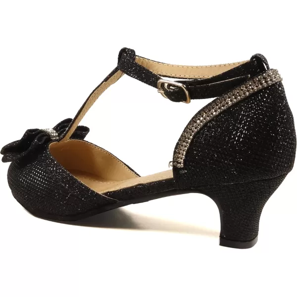 Nova Utopia Toddler Little Girls Low Medium Heel Dress Sandal Flower Girl Shoes size 9458hnn  Blackglitter