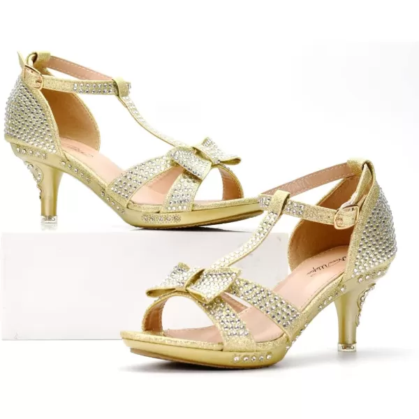 Nova Utopia Toddler Little Girls Low Medium Heel Dress Sandal Flower Girl Shoes size 94Nfgh81  Gold
