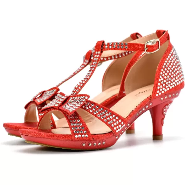 Nova Utopia Toddler Little Girls Low Medium Heel Dress Sandal Flower Girl Shoes size 94Nfgh81  Red