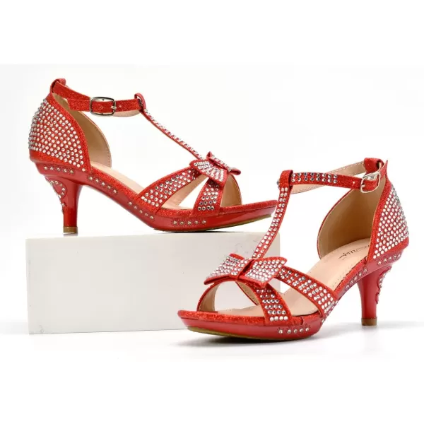 Nova Utopia Toddler Little Girls Low Medium Heel Dress Sandal Flower Girl Shoes size 94Nfgh81  Red