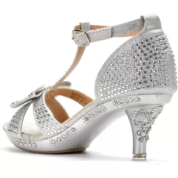 Nova Utopia Toddler Little Girls Low Medium Heel Dress Sandal Flower Girl Shoes size 94Nfgh81  Silver