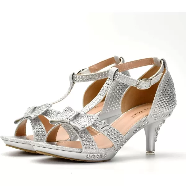 Nova Utopia Toddler Little Girls Low Medium Heel Dress Sandal Flower Girl Shoes size 94Nfgh81  Silver