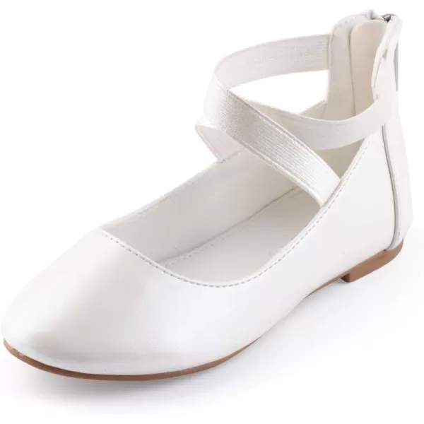 Nova Utopia Toddler Little Girls Dress Ballet Ankle Strap Flat ShoesNf316b  Pearl White