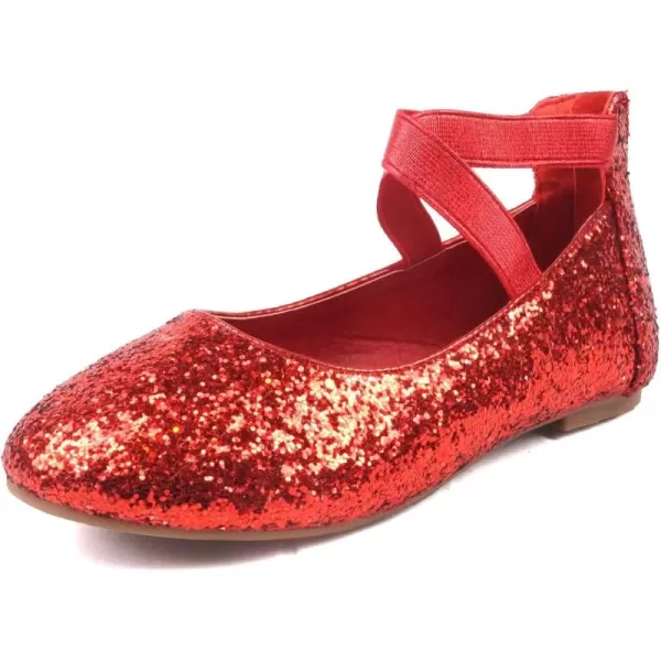 Nova Utopia Toddler Little Girls Dress Ballet Ankle Strap Flat ShoesNf316b  Redglitter