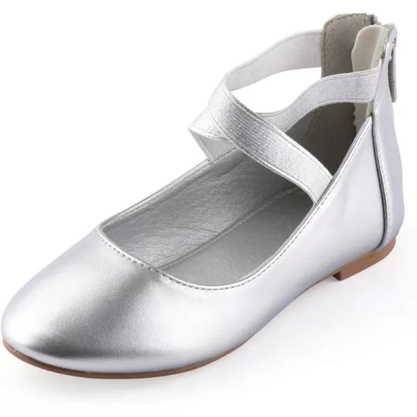 Nova Utopia Toddler Little Girls Dress Ballet Ankle Strap Flat ShoesNf316b  Silver