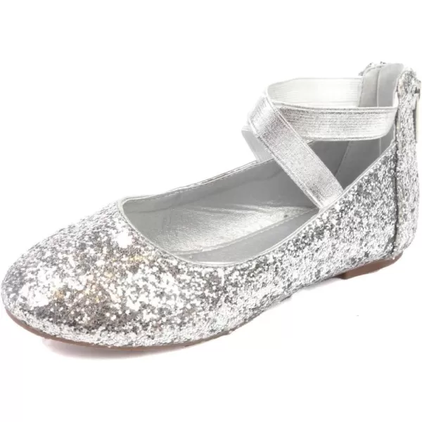 Nova Utopia Toddler Little Girls Dress Ballet Ankle Strap Flat ShoesNf316b  Silverglitter