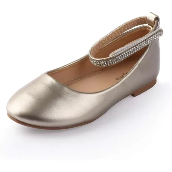 Nova Utopia Toddler Little Girls Dress Ballet Ankle Strap Flat ShoesNf317  Gold