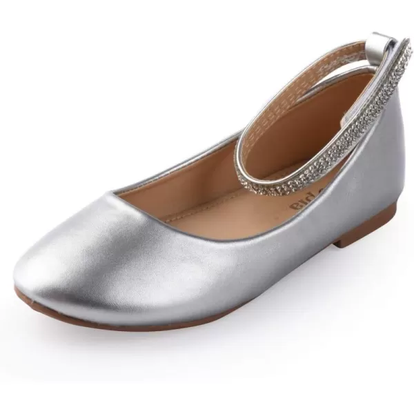 Nova Utopia Toddler Little Girls Dress Ballet Ankle Strap Flat ShoesNf317  Silver