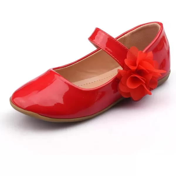 Nova Utopia Toddler Little Girls Dress Ballet Mary Jane Bow Flat ShoesFlower M  Red