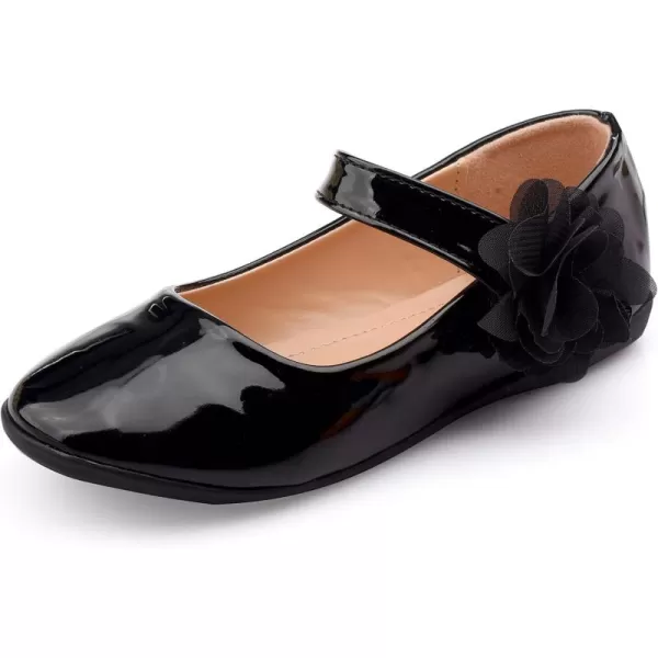 Nova Utopia Toddler Little Girls Dress Ballet Mary Jane Bow Flat ShoesFlower O  Black