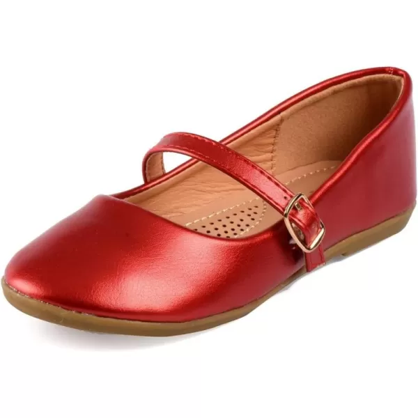 Nova Utopia Toddler Little Girls Dress Ballet Mary Jane Bow Flat ShoesNf60a N  Redpu