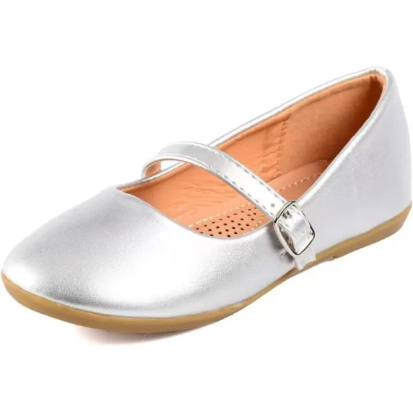 Nova Utopia Toddler Little Girls Dress Ballet Mary Jane Bow Flat ShoesNf60a N  Silverpu