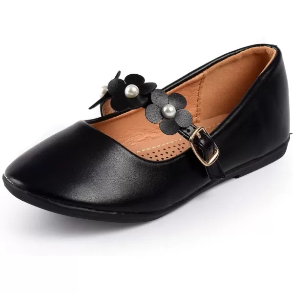 Nova Utopia Toddler Little Girls Flower Girl Dress Ballet Mary Jane Bow Flat ShoesNf063  Blackpu