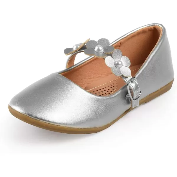 Nova Utopia Toddler Little Girls Flower Girl Dress Ballet Mary Jane Bow Flat ShoesNf063  Silverpu