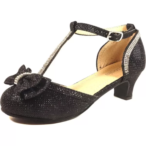 Nova Utopia Toddler Little Girls Low Medium Heel Dress Sandal Flower Girl Shoes size 9458hnn  Blackglitter