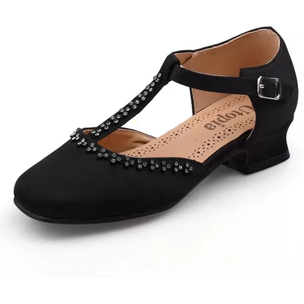 Nova Utopia Toddler Little Girls Low Medium Heel Dress Sandal Flower Girl Shoes size 94Nfgf057h  Satin Black