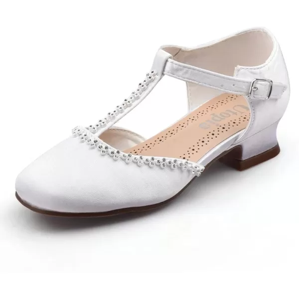 Nova Utopia Toddler Little Girls Low Medium Heel Dress Sandal Flower Girl Shoes size 94Nfgf057h  Satin White