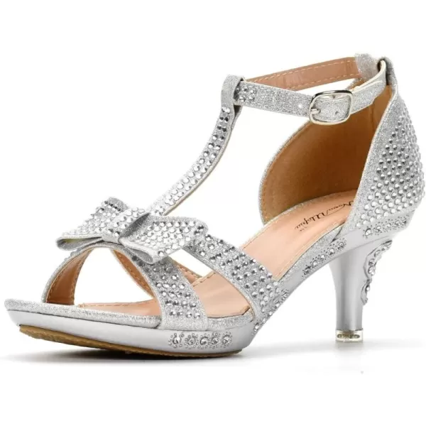 Nova Utopia Toddler Little Girls Low Medium Heel Dress Sandal Flower Girl Shoes size 94Nfgh81  Silver