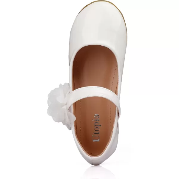Nova Utopia Toddler Little Girls Dress Ballet Mary Jane Bow Flat ShoesFlower L  White