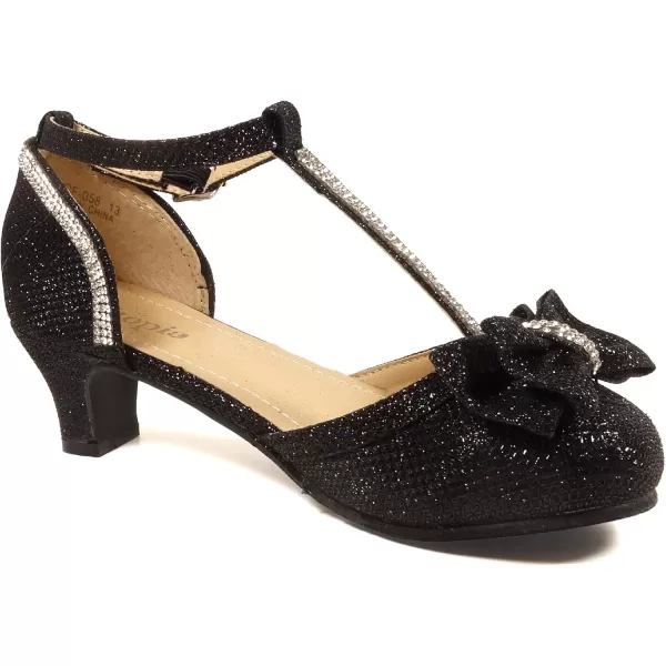 Nova Utopia Toddler Little Girls Low Medium Heel Dress Sandal Flower Girl Shoes size 9458hnn  Blackglitter
